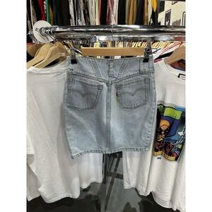 Vintage 90s Kicker Light Wash High Waisted Mini Jean Skirt Size 25W